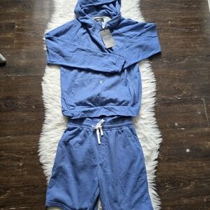 Tuxy One Pice Jumpsuit Blue Hoodie and Shorts Set